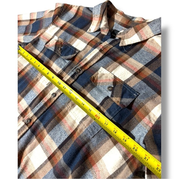 Burnside Men's Casual Plaid Long Cuffed Sleeve Flannel Blue/Brown Button Down - Picture 9 of 16